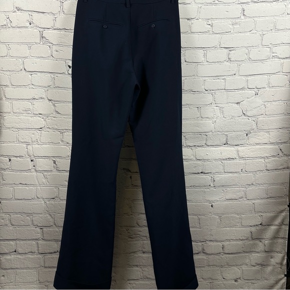 Paige Aracelli Pleated Wide Leg Pants Trousers High Rise Cuffed Hem Navy 2 NWT - Picture 3 of 9